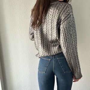 Topshop NWT metallic cable knit sweater
